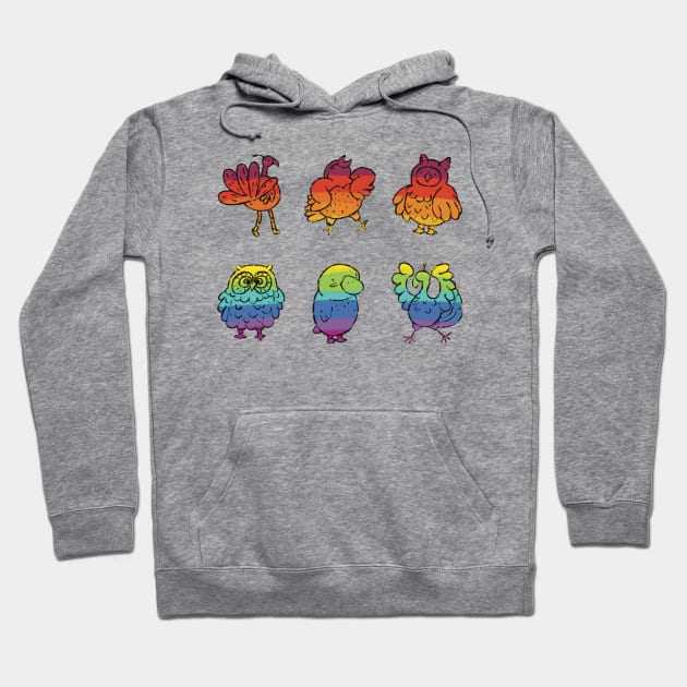 Rainbow birds Hoodie by Frenchie Boops 